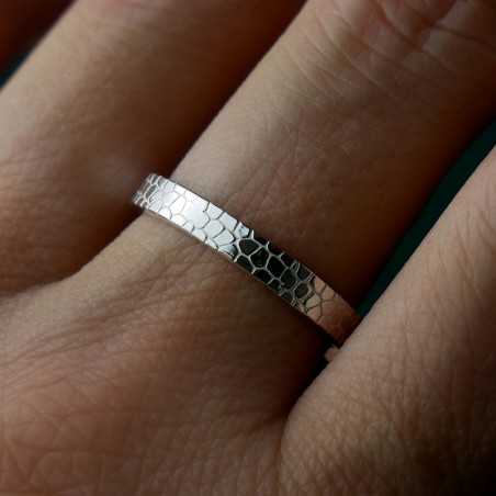 Bague 3 mm Ecailles en argent 925 recyclé pour femme et pour homme