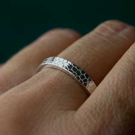 Bague 3 mm Ecailles en argent 925 recyclé pour femme et pour homme