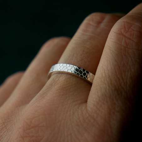 Bague 3 mm Ecailles en argent 925 recyclé pour femme et pour homme