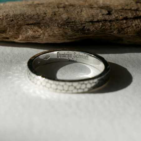 3mm Patinated Scale Ring in Recycled 925 Sterling Silver for Women and Men