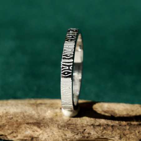 Bague 3 mm Ecorce en argent 925 recyclé pour femme et pour homme