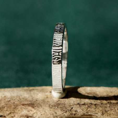 Bague 3 mm Ecorce en argent 925 recyclé pour femme et pour homme