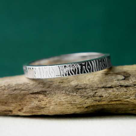 3mm Bark Ring in Recycled 925 Sterling Silver for Women and Men