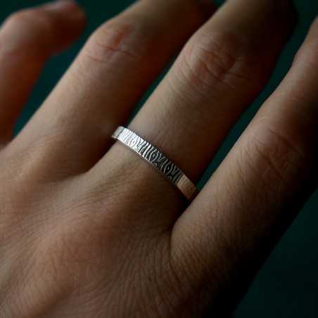 Bague 3 mm Ecorce en argent 925 recyclé pour femme et pour homme