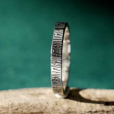 Stapelbarer Sandgestrahlt Ring aus recyceltem 925er Silber für Dame...