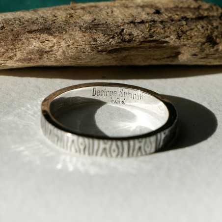 Bague 3 mm Ecorce patinée en argent 925 recyclé pour femme et pour homme