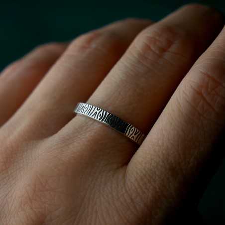 Bague 3 mm Ecorce patinée en argent 925 recyclé pour femme et pour homme