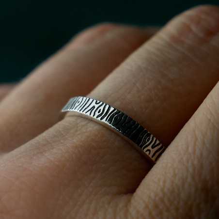 3 mm patinierter Rindenring aus recyceltem 925er Sterlingsilber für Damen und Herren