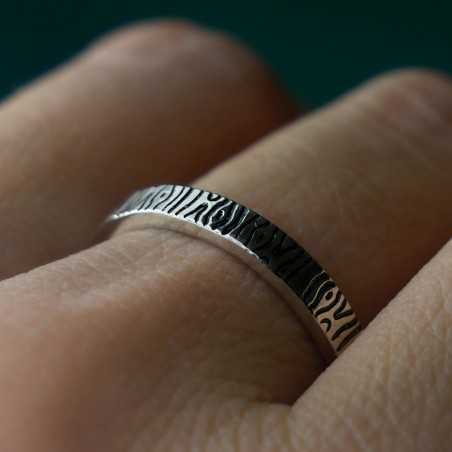 3 mm patinierter Rindenring aus recyceltem 925er Sterlingsilber für Damen und Herren