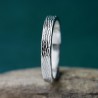 Bague 3 mm motif Bois en argent 925 recyclé pour femme et pour homme