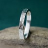 Bague 3 mm motif Bois en argent 925 recyclé pour femme et pour homme