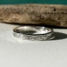3mm ring with a patinated wood motif in recycled 925 sterling silver for women and men