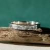 Bague 3 mm motif Bois patiné en argent 925 recyclé pour femme et pour homme