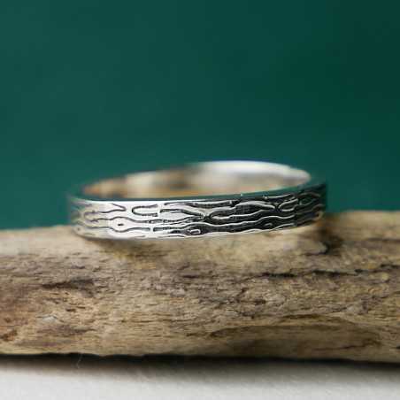 Bague empilable sablée en argent 925 recyclé pour femme et pour hom...
