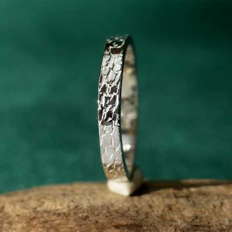 Bague 3 mm motif Givré en argent 925 recyclé pour femme et pour homme