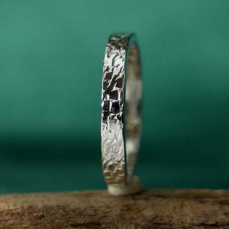3 mm Ring mit mattiertem Muster aus recyceltem 925er Sterlingsilber für Damen und Herren
