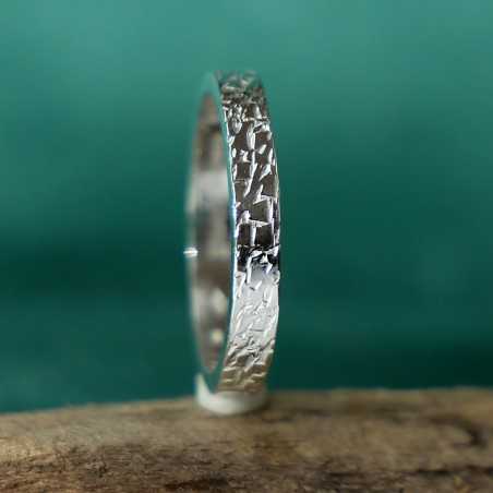 Bague 3 mm motif Givré en argent 925 recyclé pour femme et pour homme