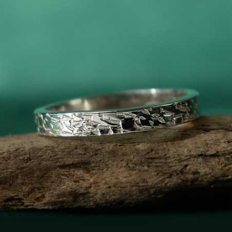 Bague 3 mm motif Givré en argent 925 recyclé pour femme et pour homme