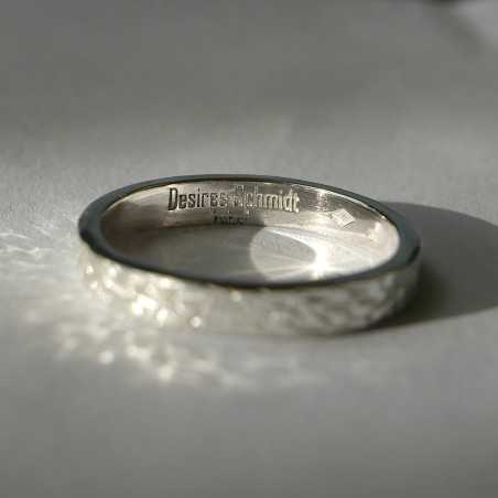 Bague 3 mm motif Givré en argent 925 recyclé pour femme et pour homme