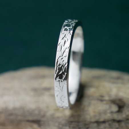 3 mm Ring mit mattiertem Muster aus recyceltem 925er Sterlingsilber für Damen und Herren