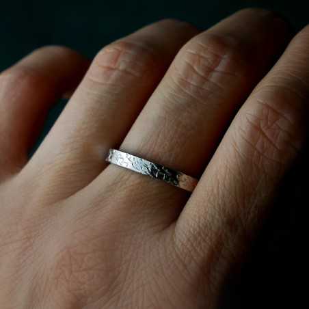 Bague 3 mm motif Givré en argent 925 recyclé pour femme et pour homme