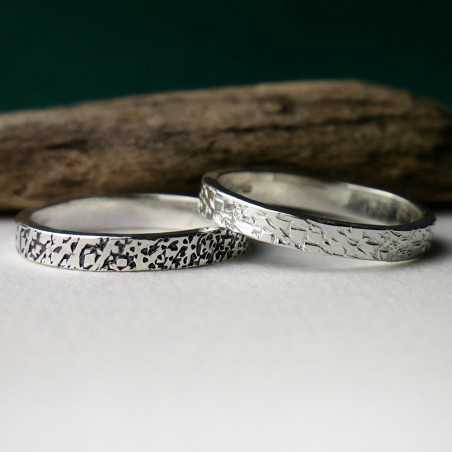 3 mm schmaler Ring mit mattierter Patina aus recyceltem 925er Sterlingsilber für Damen und Herren