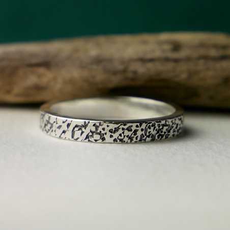 3 mm schmaler Ring mit mattierter Patina aus recyceltem 925er Sterlingsilber für Damen und Herren