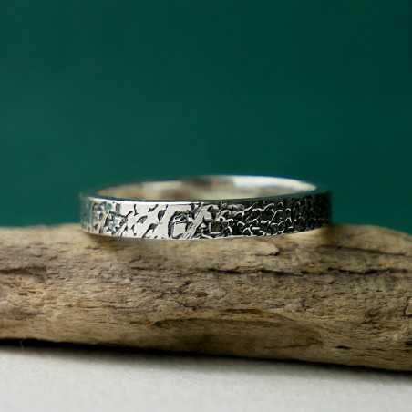 3 mm schmaler Ring mit mattierter Patina aus recyceltem 925er Sterlingsilber für Damen und Herren