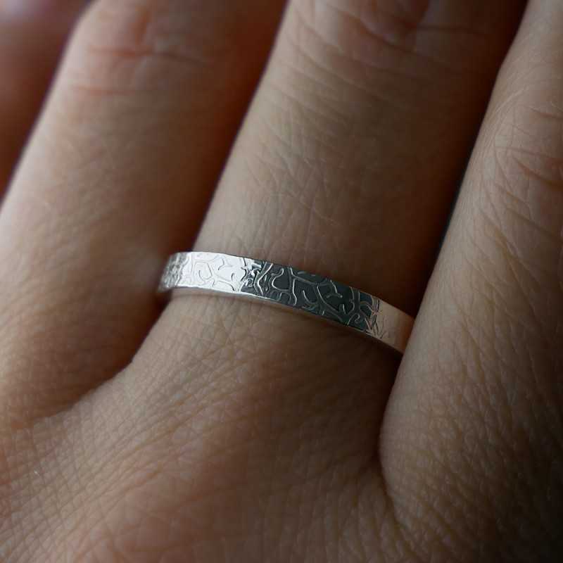 3mm Lichen Ring in Recycled 925 Sterling Silver for Women and Men