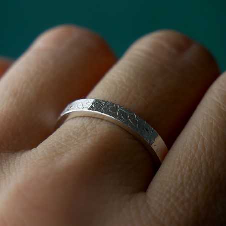 3mm Lichen Ring in Recycled 925 Sterling Silver for Women and Men