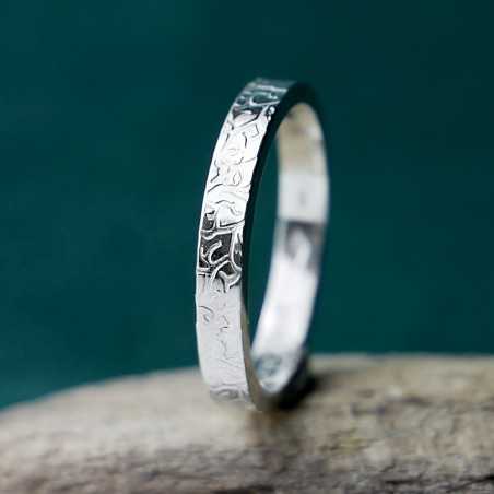 3mm Lichen Ring in Recycled 925 Sterling Silver for Women and Men