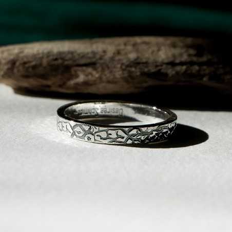 3 mm breiter, patinierter Flechtenring aus recyceltem 925er Sterlingsilber für Damen und Herren