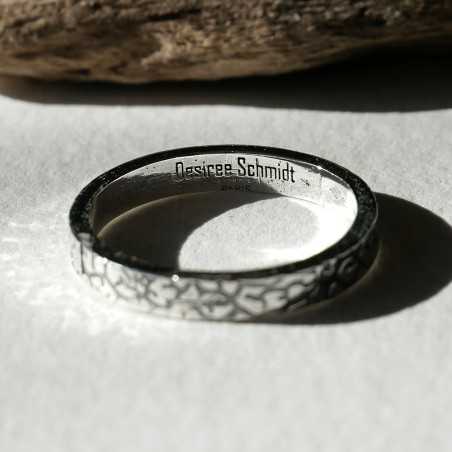3 mm breiter, patinierter Flechtenring aus recyceltem 925er Sterlingsilber für Damen und Herren