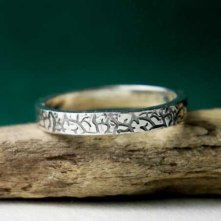 3 mm breiter, patinierter Flechtenring aus recyceltem 925er Sterlingsilber für Damen und Herren