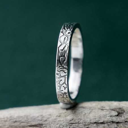 3 mm breiter, patinierter Flechtenring aus recyceltem 925er Sterlingsilber für Damen und Herren