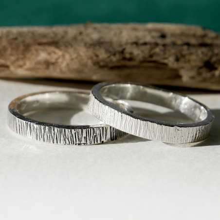 3 mm Nieselregenring aus patinierter recyceltem 925er Sterlingsilber für Damen und Herren