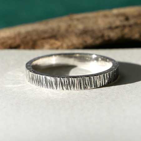 3 mm Nieselregenring aus patinierter recyceltem 925er Sterlingsilber für Damen und Herren