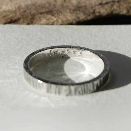 3 mm Nieselregenring aus patinierter recyceltem 925er Sterlingsilber für Damen und Herren