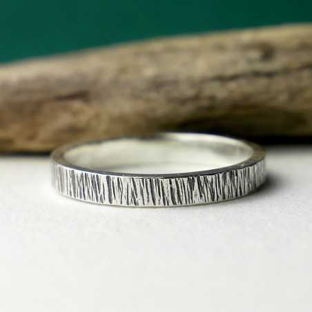 3 mm Nieselregenring aus patinierter recyceltem 925er Sterlingsilber für Damen und Herren