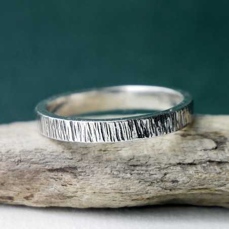 Stapelbarer Sandgestrahlt Ring aus recyceltem 925er Silber für Dame...