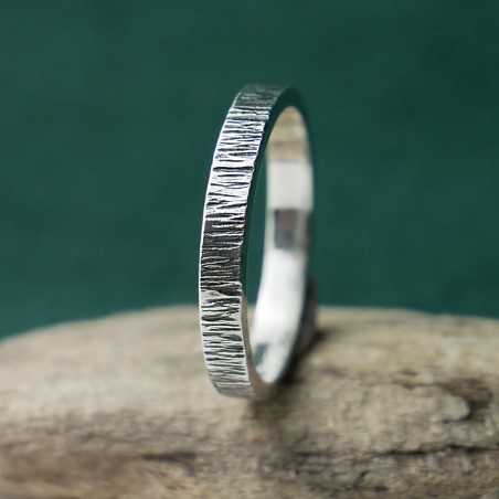 3 mm Nieselregenring aus patinierter recyceltem 925er Sterlingsilber für Damen und Herren