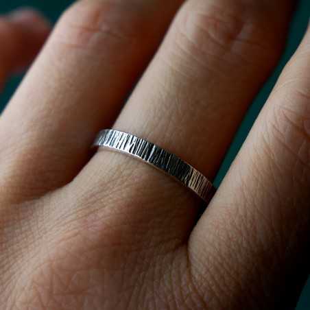 3 mm Nieselregenring aus patinierter recyceltem 925er Sterlingsilber für Damen und Herren