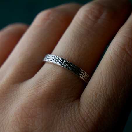 3 mm Nieselregenring aus patinierter recyceltem 925er Sterlingsilber für Damen und Herren