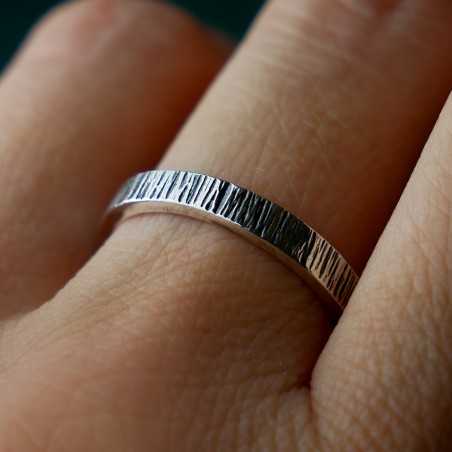 3 mm Nieselregenring aus patinierter recyceltem 925er Sterlingsilber für Damen und Herren