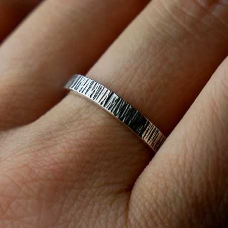 3 mm Nieselregenring aus patinierter recyceltem 925er Sterlingsilber für Damen und Herren