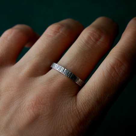 3 mm Nieselregenring aus patinierter recyceltem 925er Sterlingsilber für Damen und Herren