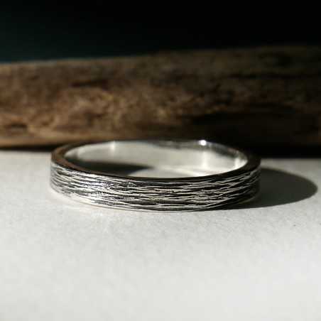Bague 3 mm embruns en argent 925 patiné recyclé pour femme et pour homme