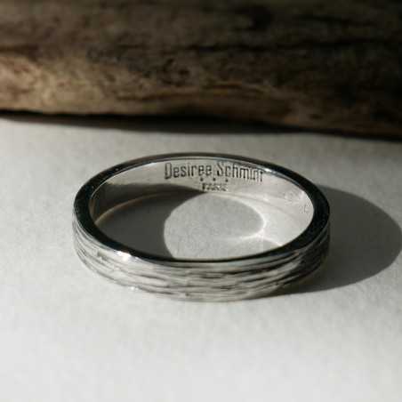 Bague 3 mm embruns en argent 925 patiné recyclé pour femme et pour homme