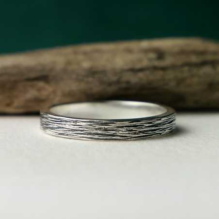 Bague 3 mm embruns en argent 925 patiné recyclé pour femme et pour homme