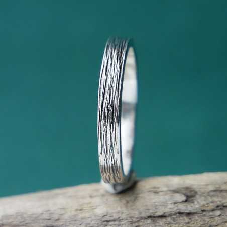 Bague 3 mm embruns en argent 925 patiné recyclé pour femme et pour homme